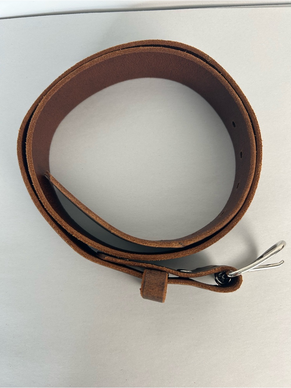 Hank's Belts Men's Brown Leather Belt with Silver Buckle The Crazy Horse SZ 38 - Picture 2 of 12